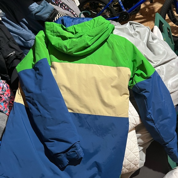 Burton Symbol Snowboard Jacket, Boys Youth Large, Slime Block Green/Tan/Blue New - Picture 2 of 3